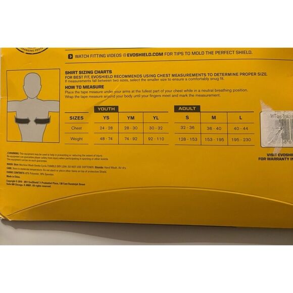 EvoShield  Adult Man’s Sleeveless Chest Guard Shirt Adult Size M / New - Picture 4 of 5